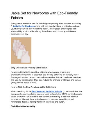 Jabla Set for Newborns with Eco-Friendly Fabrics