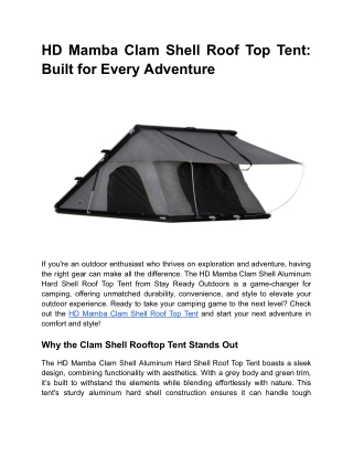 HD Mamba Clam Shell Roof Top Tent_ Built for Every Adventure _ Blog Post Content 3 _ Month 2