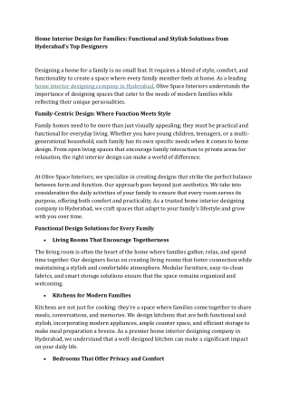 Home Interior Design for Families Functional and Stylish Solutions from Hyderabad’s Top Designers