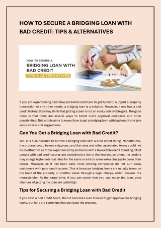 Bridging Loans with Bad Credit: A Practical Guide to Approval