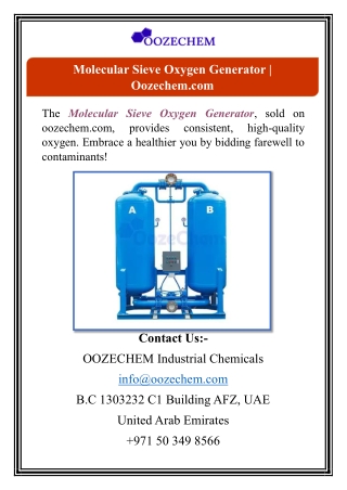 Molecular Sieve Oxygen Generator | Oozechem.com