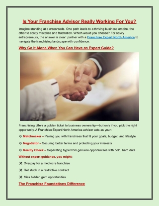 Is Your Franchise Advisor Really Working For You?