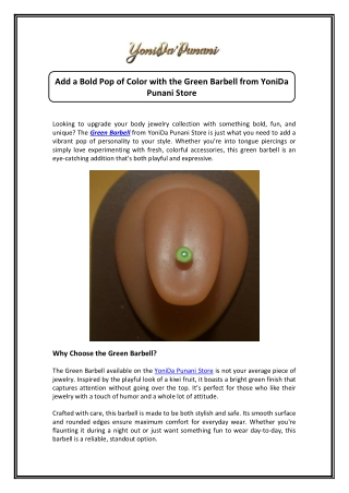 Add Bold Color to Your Look with a Green Barbell Now