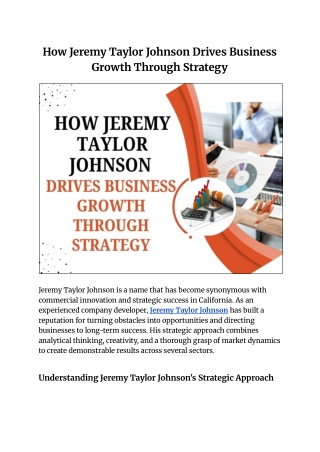 Why Jeremy Taylor Johnson Leads in Growth-Focused Strategy