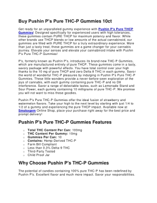 Buy Pushin P’s Pure THC-P Gummies 10ct