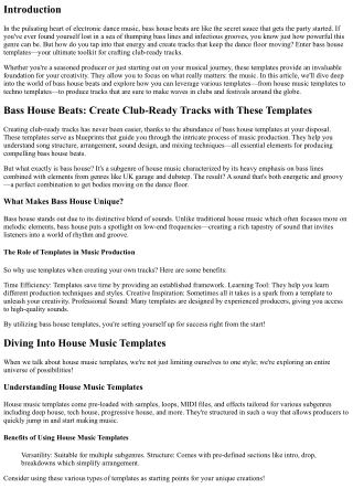 Bass House Beats: Create Club-Ready Tracks with These Templates