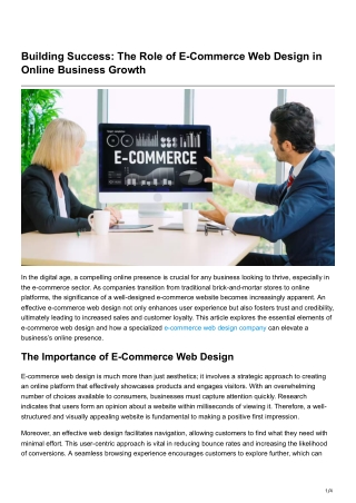 Building Success The Role of E-Commerce Web Design in Online BusinessGrowth