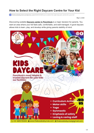 How to Select the Right Daycare Centre for Your Kid