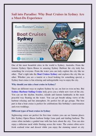 Boat Cruises Sydney