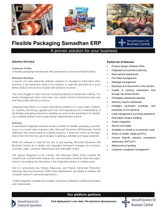 ERP Software for Flexible Packaging | Samadhan's Microsoft Dynamics 365 Solution