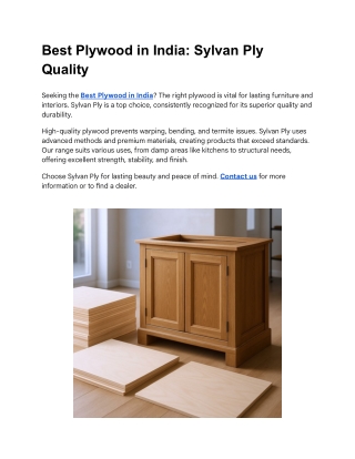 Best Plywood in India_ Sylvan Ply Quality
