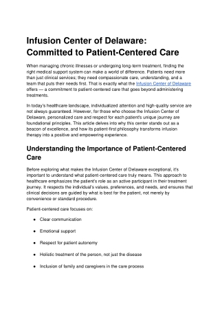 Infusion Center of Delaware_ Committed to Patient-Centered Care