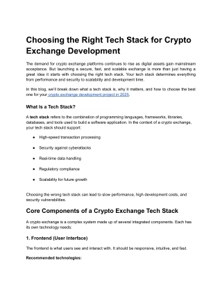 Tech stack for crypto exchange development