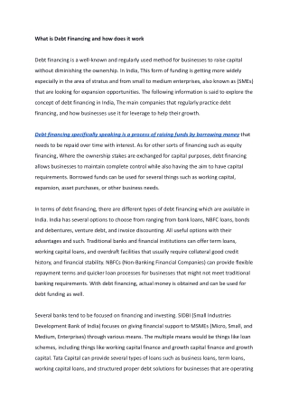 What is Debt Financing and how does it work