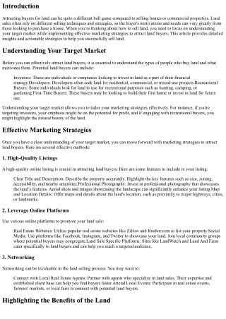 How to Attract Land Buyers