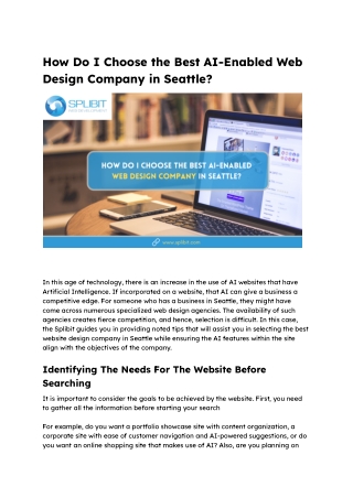 How Do I Choose the Best AI-Enabled Web Design Company in Seattle