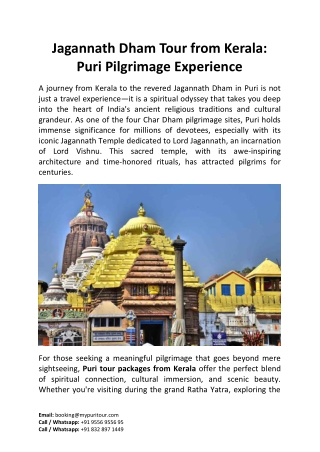 Jagannath Dham Tour from Kerala Puri Pilgrimage Experience