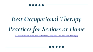 Best Occupational Therapy Practices for Seniors at Home