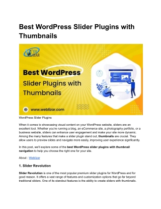 Best WordPress Slider Plugins with Thumbnails