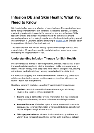 Infusion DE and Skin Health_ What You Need to Know