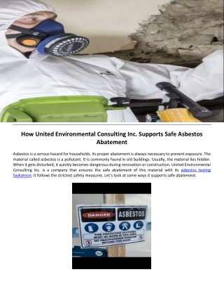 How United Environmental Consulting Inc. Supports Safe Asbestos Abatement