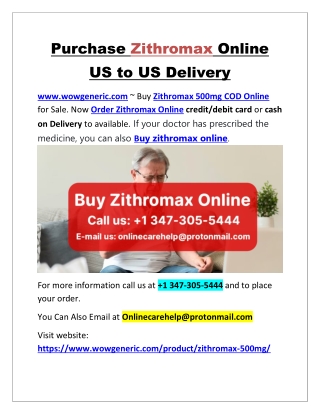 Purchase Zithromax Online US to US Delivery