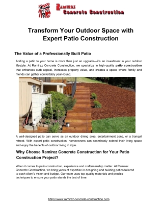 Transform Your Outdoor Space with Expert Patio Construction