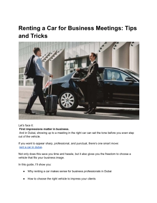 Renting a Car for Business Meetings_ Tips and Tricks