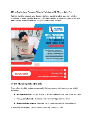 DIY vs. Professional Plumbing: When to Fix It Yourself & When to Call a Pro