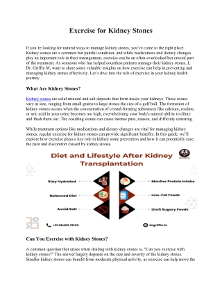 Exercise for Kidney Stones