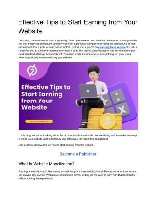 Effective Tips to Start Earning from Your Website