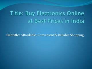 Buy Electronics Online at Best Prices in India