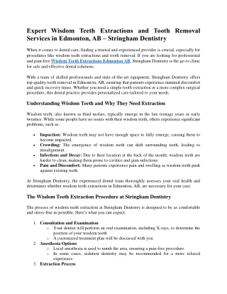 Expert Wisdom Teeth Extractions and Tooth Removal Services in Edmonton, AB – Stringham Dentistry