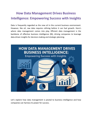 How Data Management Drives Business Intelligence: Empowering Success with Insights