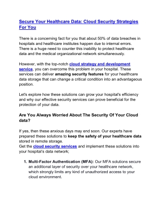 Healthcare Cloud Security Strategies