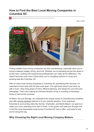 How to Find the Best Local Moving Companies in Columbia SC