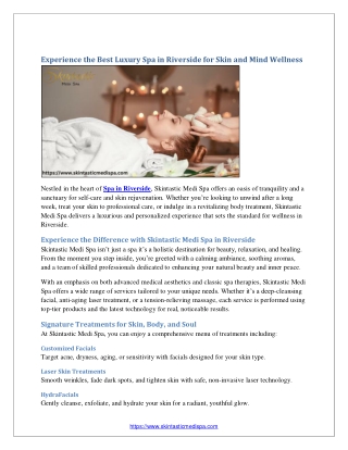 Experience the Best Luxury Spa in Riverside for Skin and Mind Wellness