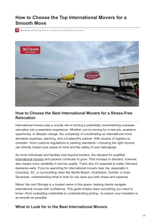How to Choose the Best International Movers for a Stress-Free Relocation