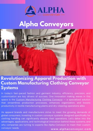 Revolutionizing Apparel Production with Custom Manufacturing Clothing Conveyor Systems