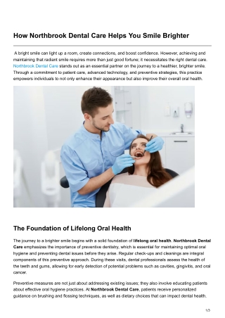 How Northbrook Dental Care Helps You Smile Brighter