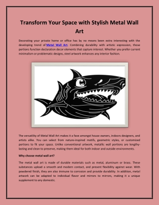 Transform Your Space with Stylish Metal Wall Art