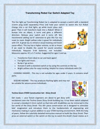 Transforming Robot Car Switch Adapted Toy