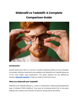 Sildenafil vs Tadalafil: A Complete Comparison Guide