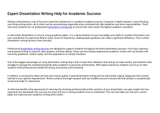 Expert Dissertation Writing Help for Academic Success