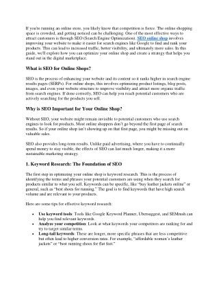 SEO online shop