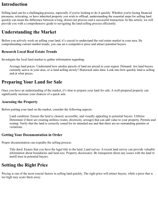 Essential Steps for Selling Land Quickly