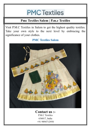 Pmc Textiles Salem | P.m.c Textiles