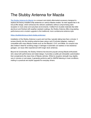 The Stubby Antenna for Mazda