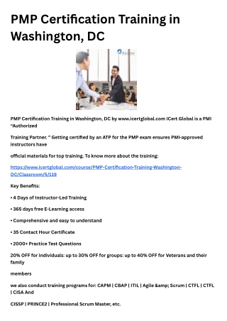 PMP Certification Training in Washington, DC