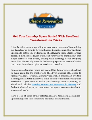 Get Your Laundry Space Sorted With Excellent Transformation Tricks